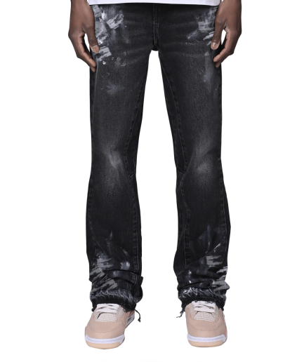 REPUTATION FLARE PAINTERS DENIM - BLACK
